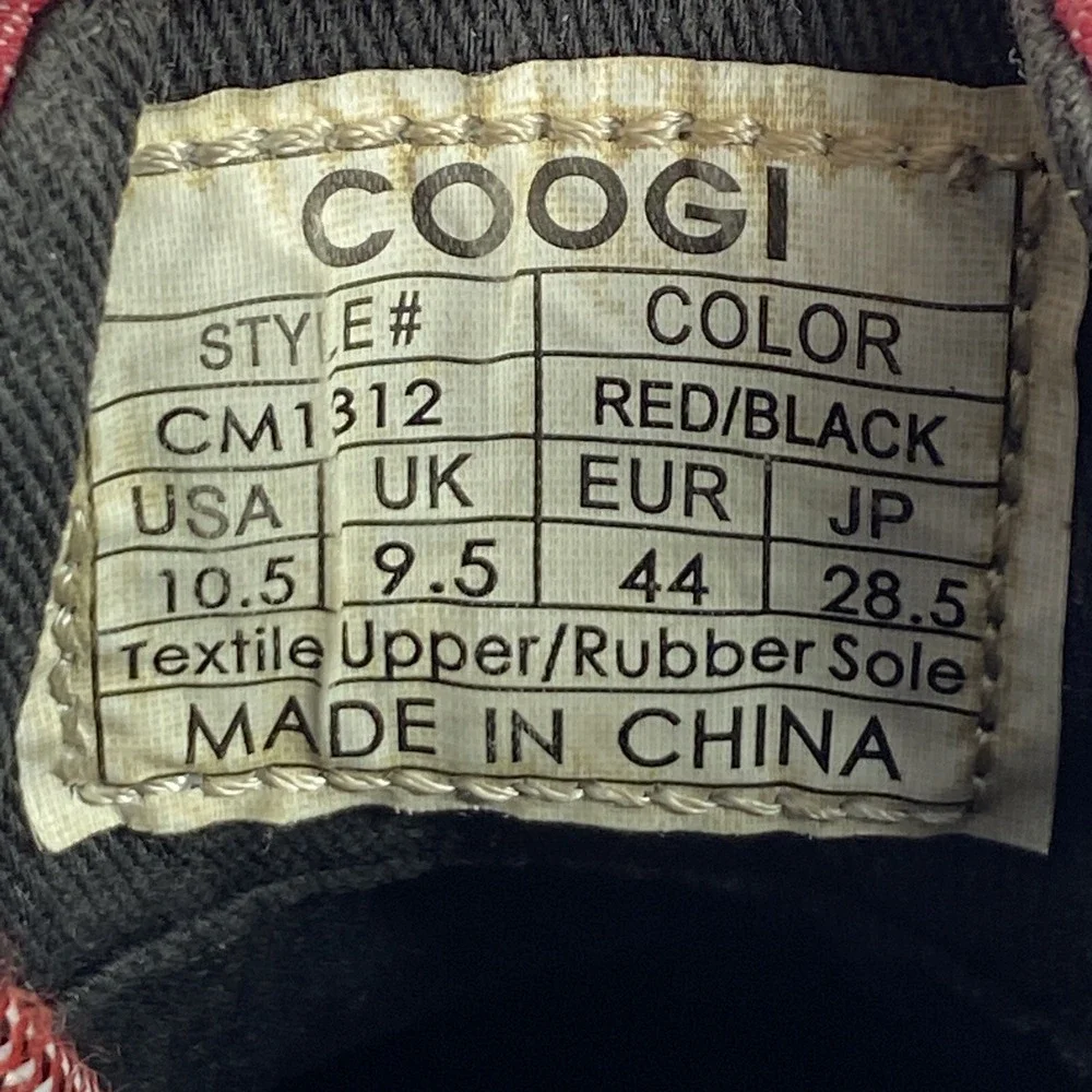 COOGI Australia Men's Boat Shoes Size 10.5 Red‎ Black CM1312 Canvas Faux Leather